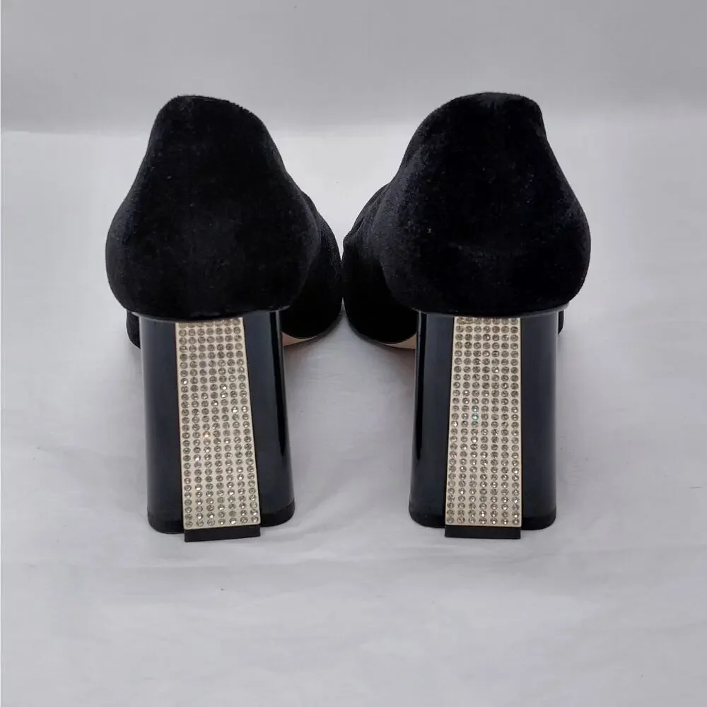 Kate Spade Pumps Womens 6.5 Black Velvet Crystal Heel Party Dress Shoes Wedding